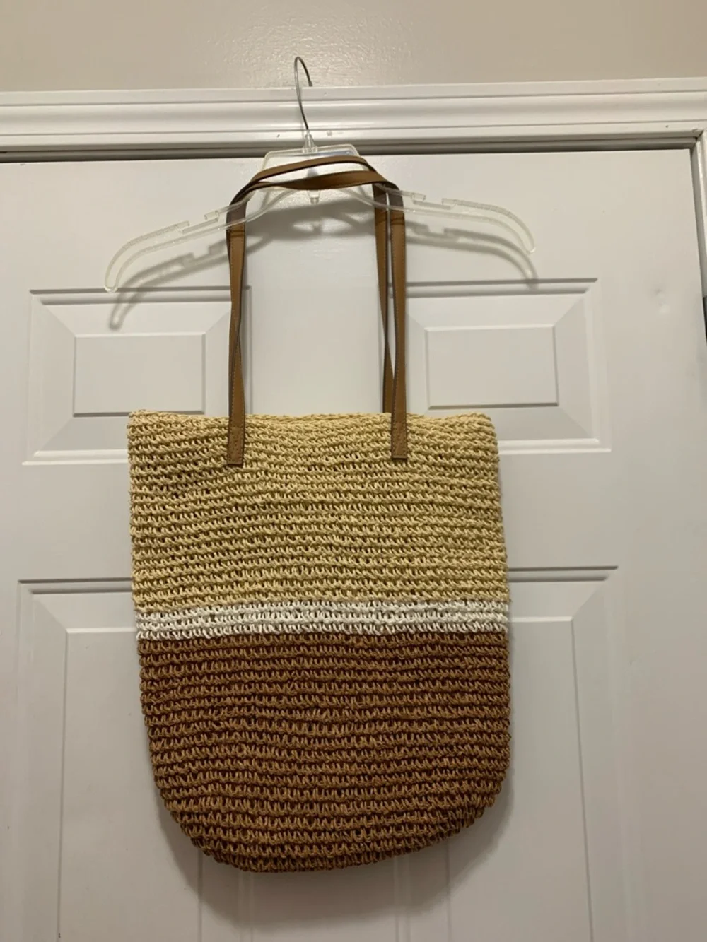 Straw Beach Hobo Bag - Beige, White, and Cream